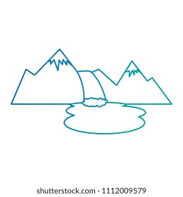 mountains with waterfall scene