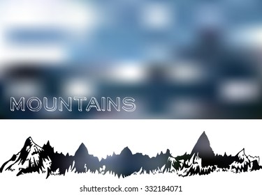 Mountains white landscape on blur neutral background. Vector