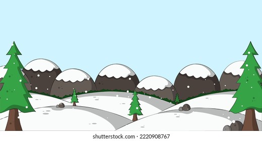 Mountains at winter landscape illustration for background 