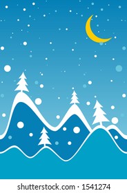 Mountains winter snow illustration