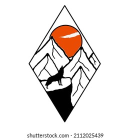 mountains and wolf sketches are good for logos, t-shirts