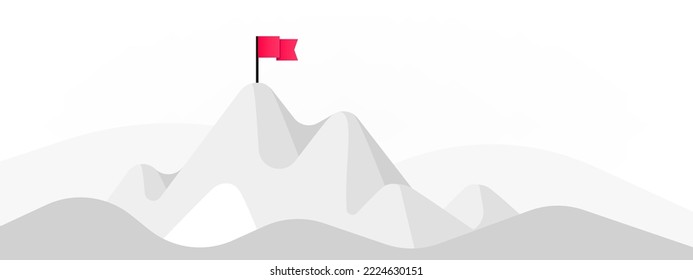 Berge mit roter Flagge auf Hochgrafik