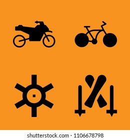 mountainside, control, helm and view icons set. Vector illustration for web and design