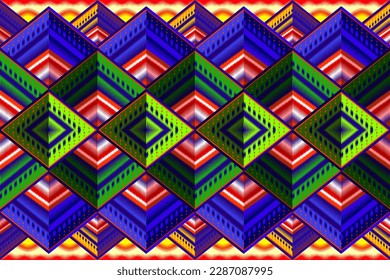 Mountain,Sun,Sunshine geometric ethnic oriental ikat seamless pattern traditional in tribal.For background,carpet,Batik,cover,textile,wallpaper,clothing,wrapping,fabric,Vector illustration.embroidery.