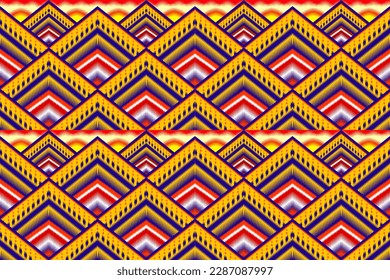 Mountain,Sun,Sunshine geometric ethnic oriental ikat seamless pattern traditional in tribal.For background,carpet,Batik,cover,textile,wallpaper,clothing,wrapping,fabric,Vector illustration.embroidery.