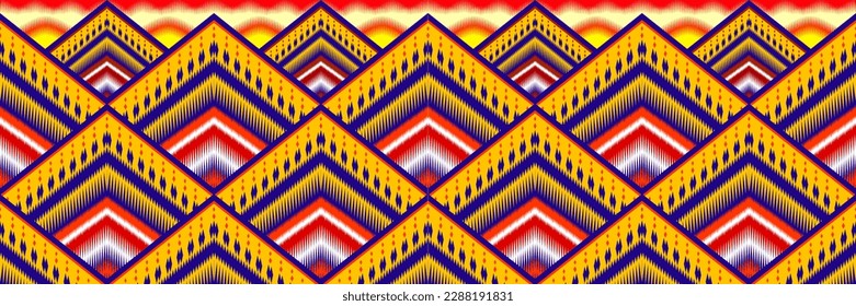 Mountain,Sun,Sunshine geometric ethnic oriental ikat seamless pattern traditional in tribal.For background,carpet,Batik,cover,textile,wallpaper,clothing,wrapping,fabric,Vector illustration.embroidery.