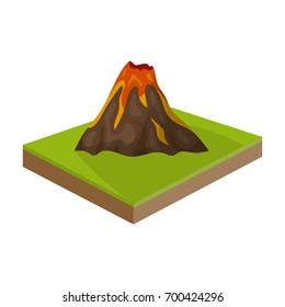 Mountains,volcano and landscape. Relief and mountains single icon in cartoon style isometric vector symbol stock illustration web.