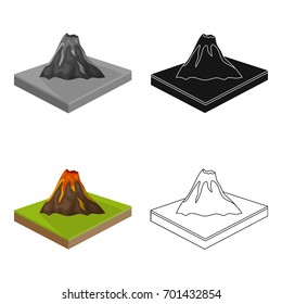 Mountains,volcano and landscape. Relief and mountains single icon in cartoon style isometric vector symbol stock illustration web.
