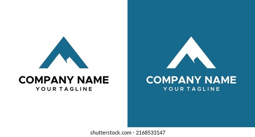 A mountain-themed graphic image, on a blue and white background. vector graphics base.