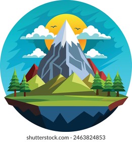 mountain-vector-illustration--symbolic-landscapes Green mountain vector icon  