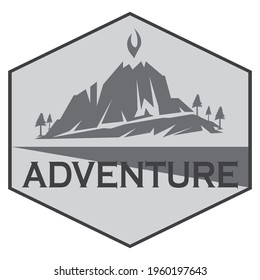 MOUNTAIN,Volcano adventure logo icon design