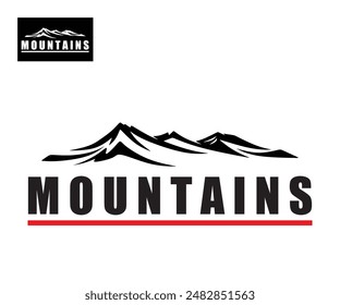 MOUNTAIS HIGH PEAKS LOGO, silhouette of great highland place vector illustrations