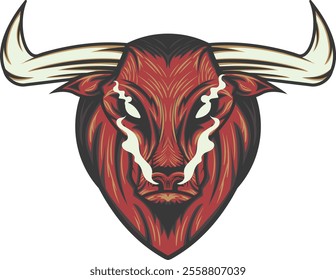 Mounted long horn bull head with angry look