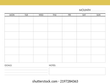 Mounth Planer Vector Design Bullet Journal Stock Vector (Royalty Free ...