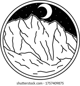 mountian simple design white and black landsacape