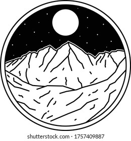 mountian simple design white and black landsacape