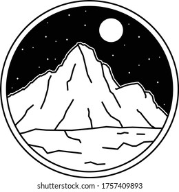 mountian simple design white and black landsacape