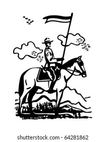 Mountie On Horseback - Retro Clipart Illustration