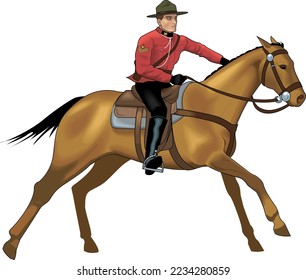 Mountie on Horseback Vector Illustration