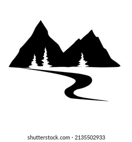 Mountin and trees. Vector illustration