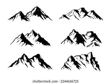 Mountine Peak Silhoutte Set Illustration