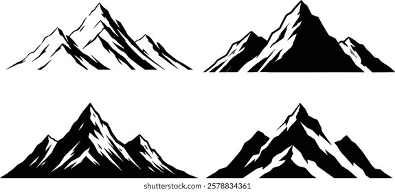 Mountine Peak Silhoutte Set Illustration