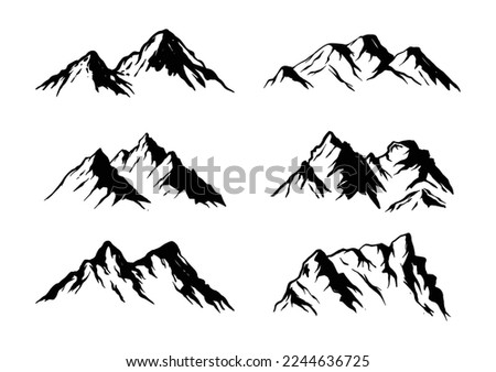 Mountine Peak Silhoutte Set Illustration