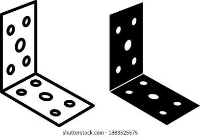 Mounting angle metal brackets icon, vector illustration	