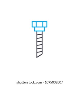 Mounting bolt linear icon concept. Mounting bolt line vector sign, symbol, illustration.