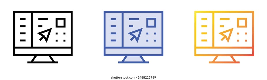 mounting icon. Linear, Blue Fill and Gradient Style Design Isolated On White Background