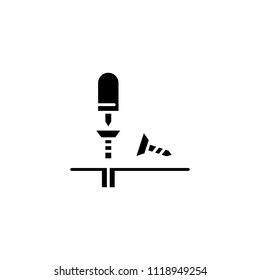 Mounting work black icon concept. Mounting work flat  vector symbol, sign, illustration.