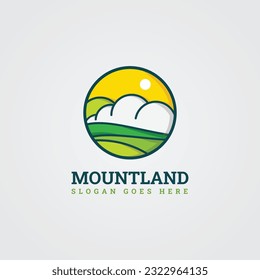 Mountland Logo And vectors, mount, landscape, sun, hill, neture logo