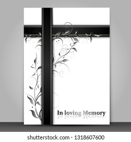 Mourning Card With 3d Effect Ornament And In Loving Memory Text Isolated On Grey Background