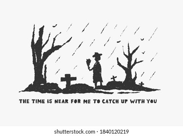 mourning at the funeral, rest in peace, vector illustration