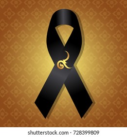 Mourning for the King of Thailand with black ribbon background