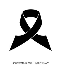 Mourning and melanoma support symbol. Black ribbon. Vector illustration.