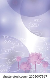 Mourning postcard lotus Japanese Pattern Background