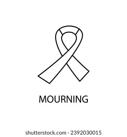 mourning ribbon concept line icon. Simple element illustration. mourning ribbon concept outline symbol design.