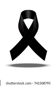 Mourning Symbol. RIP Funeral Card Black Awareness Ribbon Background Vector