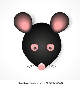 Mouse animal black with pink ears cartoon vector eps 10