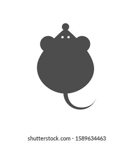 Mouse Animal gray icon vector, symbol of 2020 new year, simple image Cute Logo Design vector