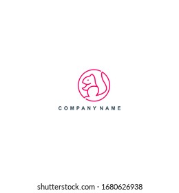 Mouse animal logo, line vector