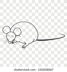 Mouse animal on transparency background. Line vector illustration use for your project.