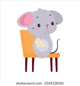 Mouse Animal Patient with Bandaged Paw in Hospital Vector Illustration