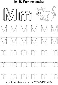 Mouse Animal Tracing Letter ABC Coloring Page M