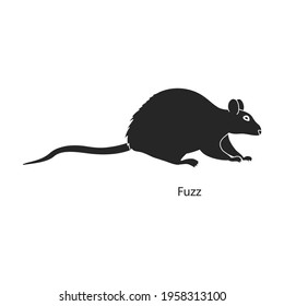 Icono negro del vector del ratón. Rata de ilustración vectorial sobre fondo blanco. Icono de ilustración negra aislada del ratón y la rata.