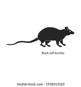 Icono negro del vector del ratón. Rata de ilustración vectorial sobre fondo blanco. Icono de ilustración negra aislada del ratón y la rata.