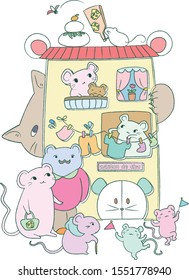 Mouse apartment fun New year's card