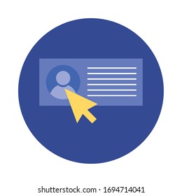 mouse arrow with account profile block and flat style vector illustration design