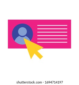 mouse arrow with account profile flat style vector illustration design